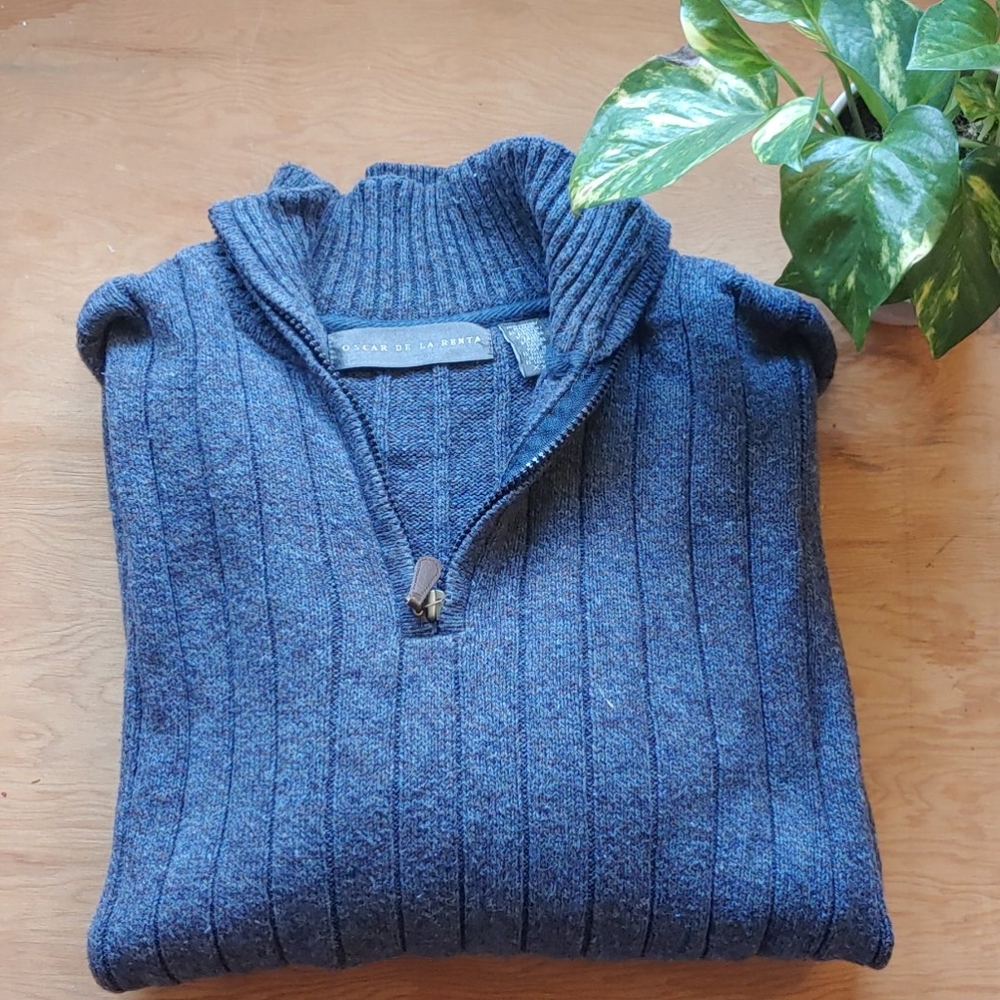 Blue quarter zip sweater